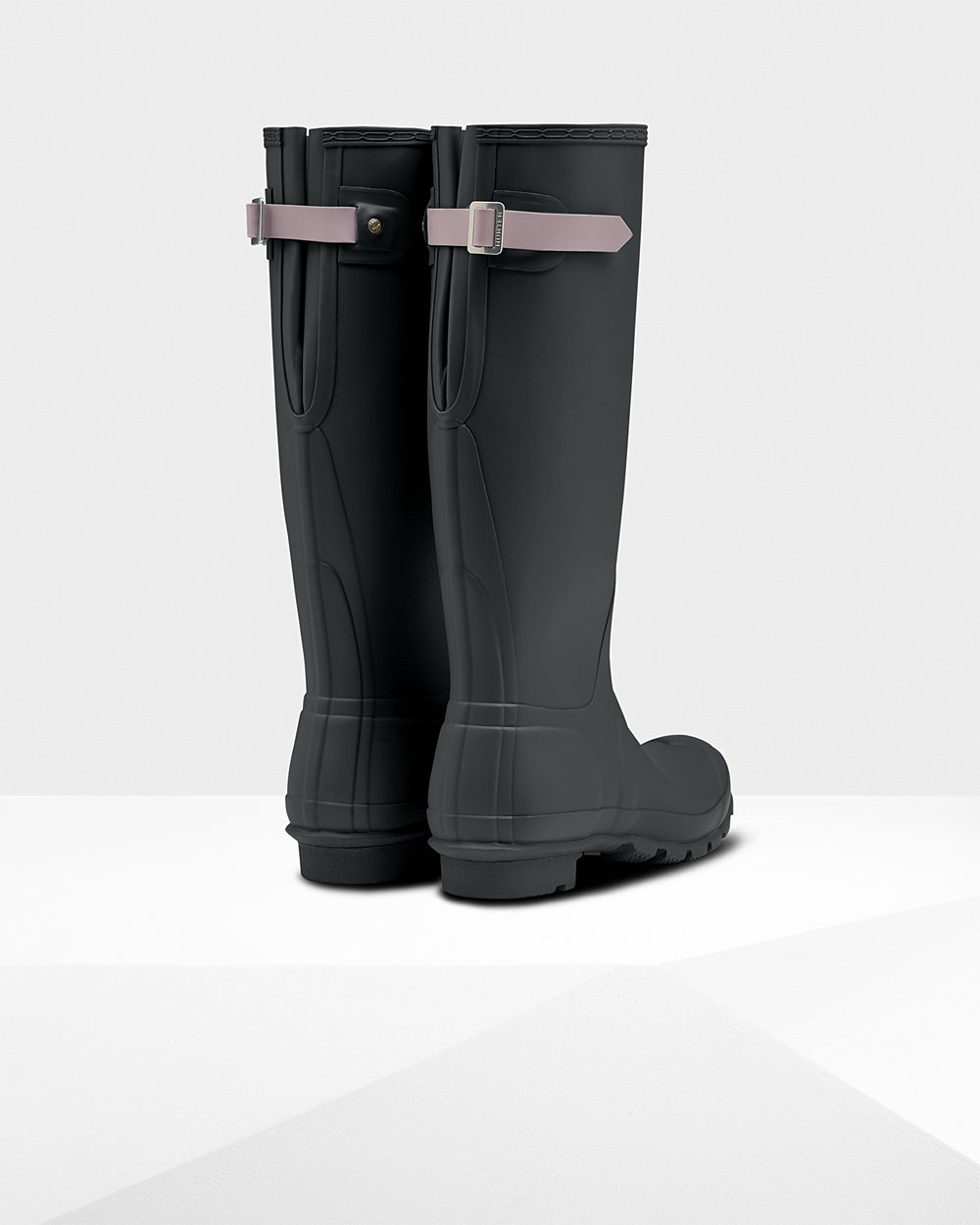 Botas de Lluvia Altas Hunter Mujer - Original Back Adjustable - Verdes Oscuro/Morados - WUBMNYS-75